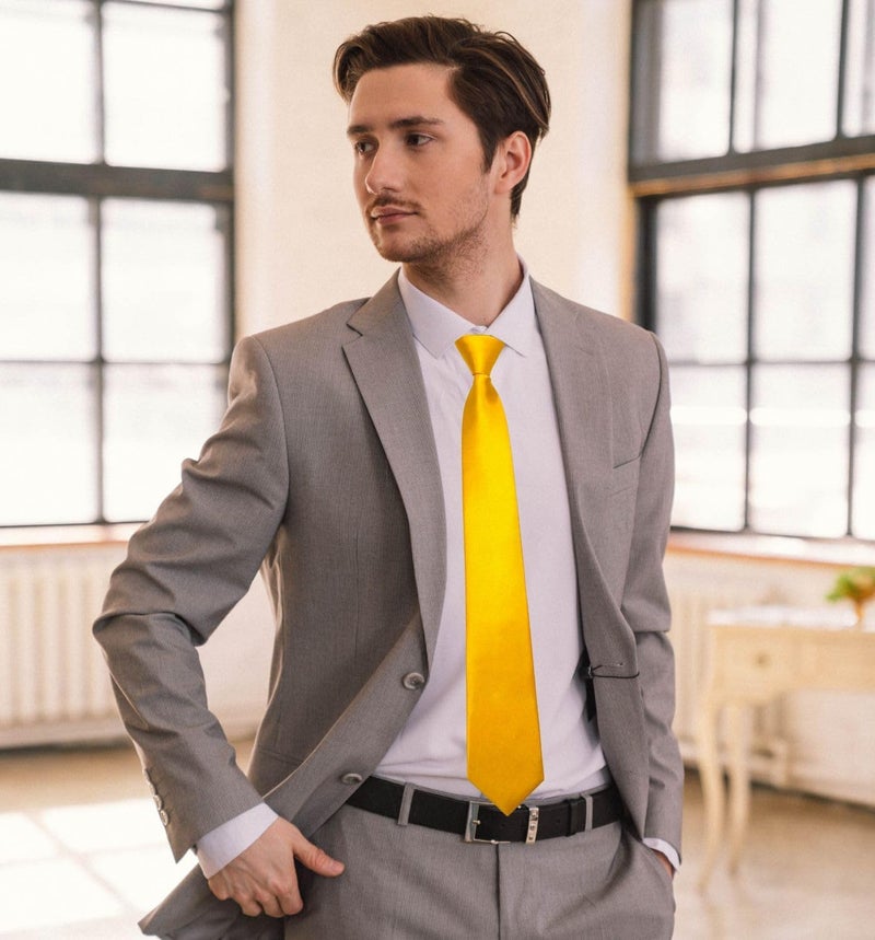 MD Style Pre-Tied Necktie for Men - Solid Color Neck Tie with Adjustable Zipper - Wedding Business Formal Clip on Ties - Image 3